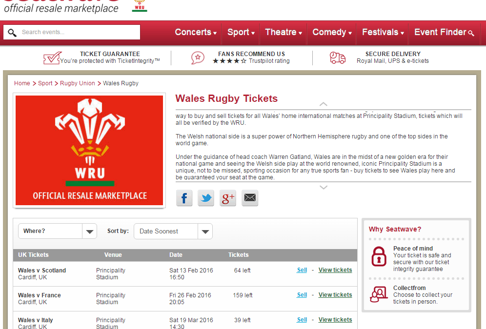 Ground Breaking Resale Contract with the Welsh Rugby Union