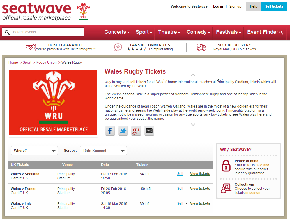 Ground Breaking Resale Contract with the Welsh Rugby Union