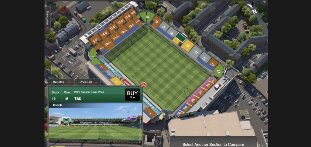 Northampton Saints 3D Virtual Venue Ariel View